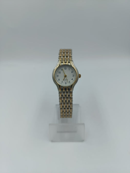Elegante Damenarmbanduhr zweifarbiges Metallarmband klassisches Design