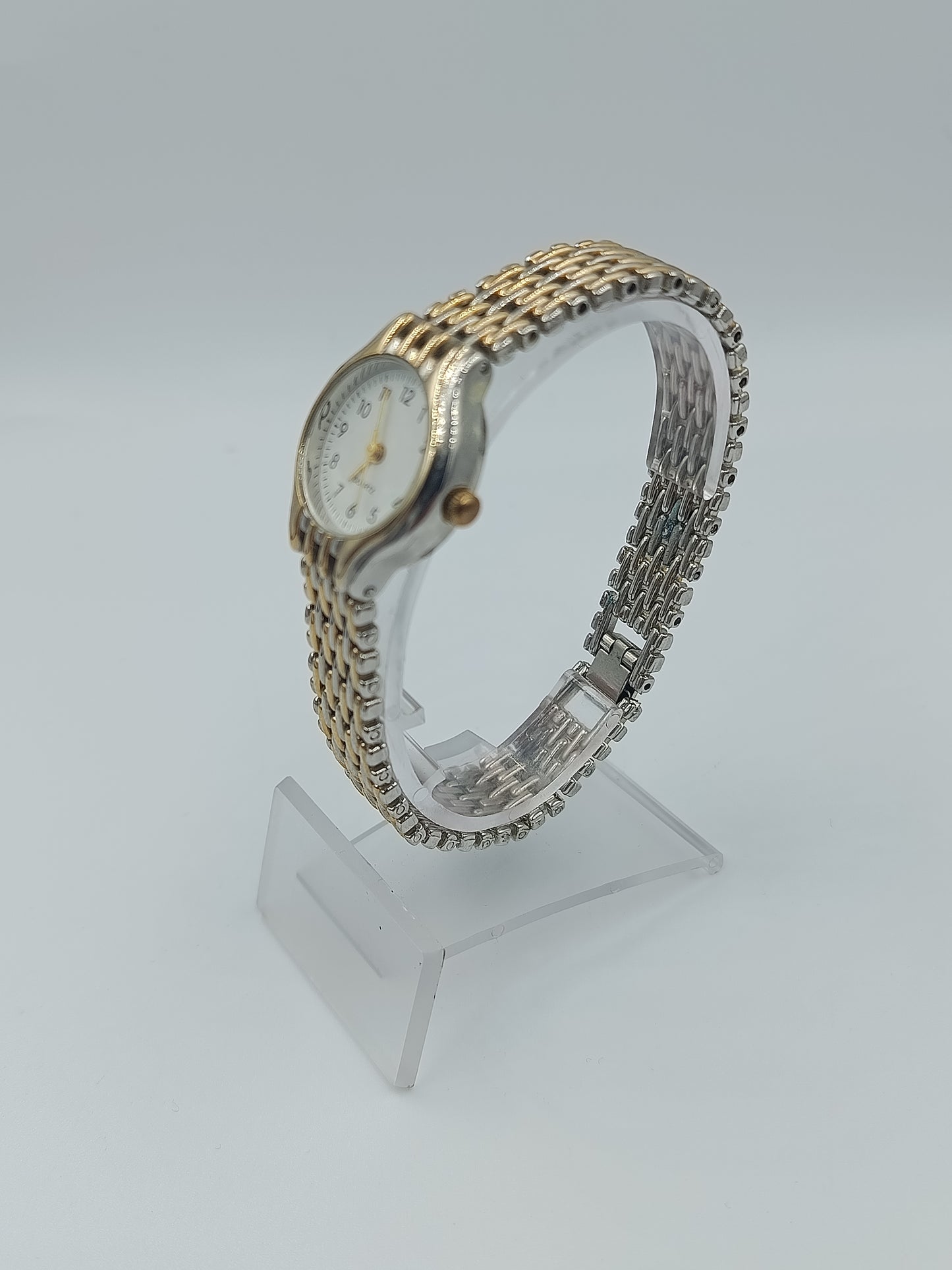 Elegante Damenarmbanduhr zweifarbiges Metallarmband klassisches Design
