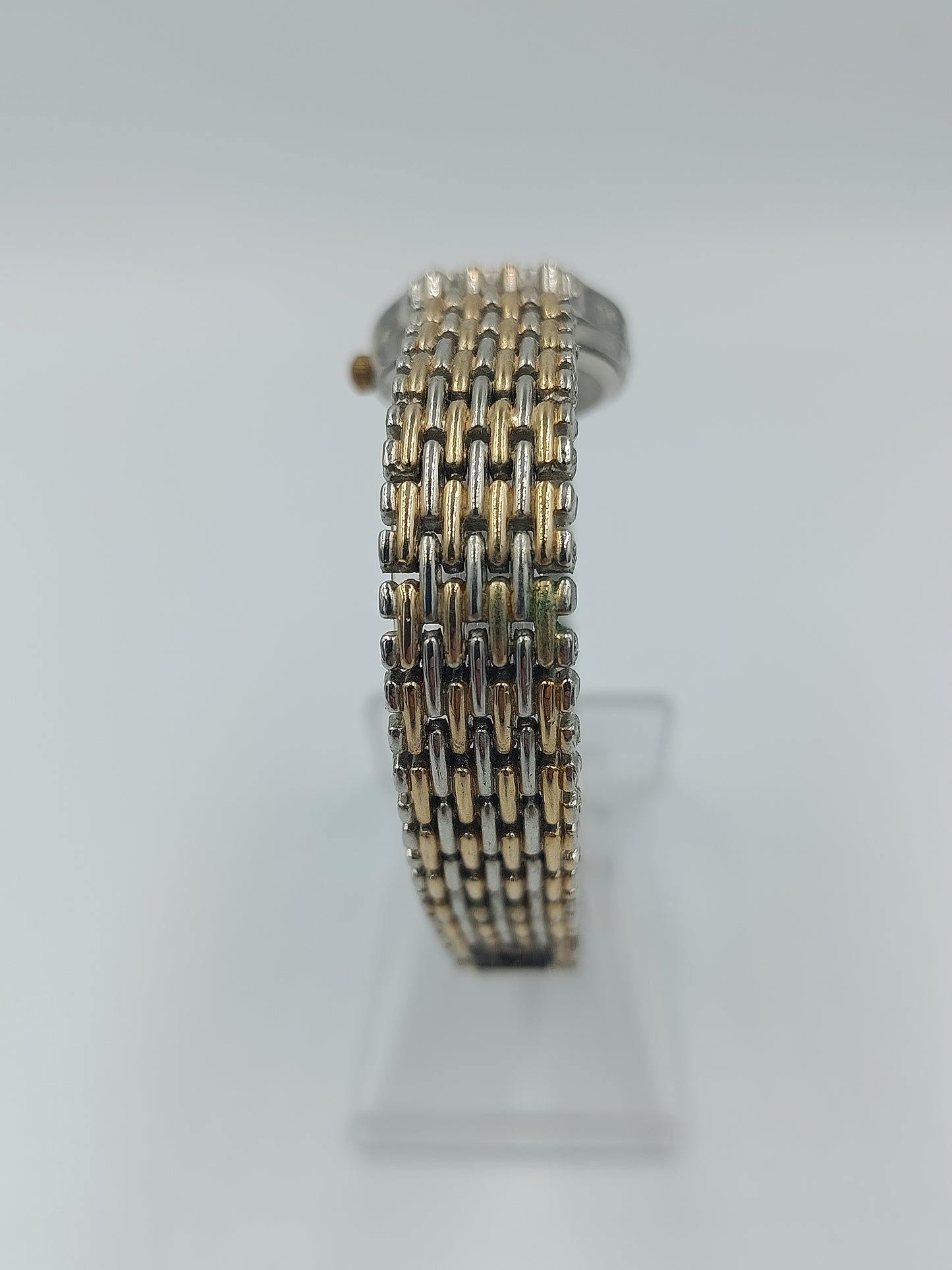 Elegante Damenarmbanduhr zweifarbiges Metallarmband klassisches Design