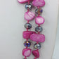 Vintage Doppelreihige Perlmutt Kette pink facettierte Glasperlen im Vintage Stil