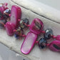 Vintage Doppelreihige Perlmutt Kette pink facettierte Glasperlen im Vintage Stil
