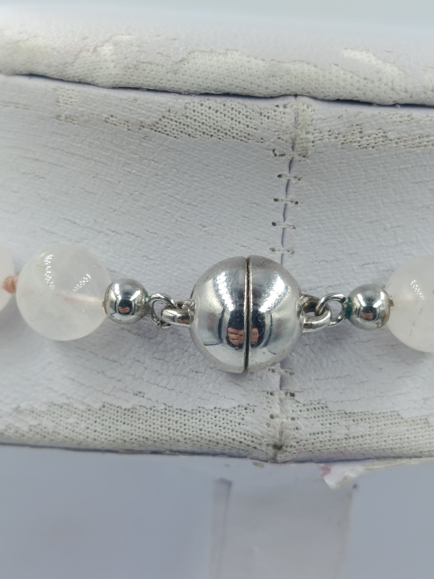 Rosenquarz Kugelkette mit 925 Silber Verschluss Klassisch Elegant Zeitlos