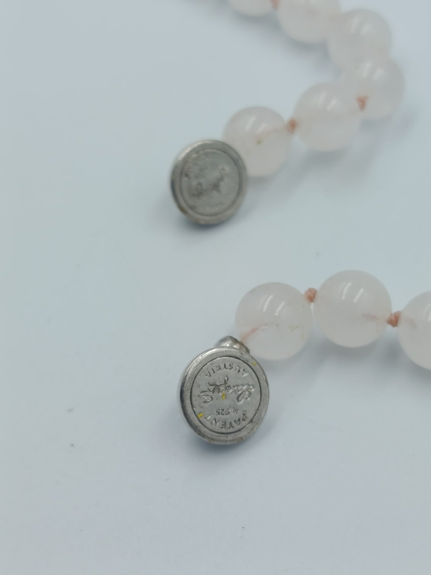 Rosenquarz Kugelkette mit 925 Silber Verschluss Klassisch Elegant Zeitlos