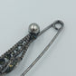 Große Vintage Brosche im Sicherheitsnadel-Design mit Perlen und Strass