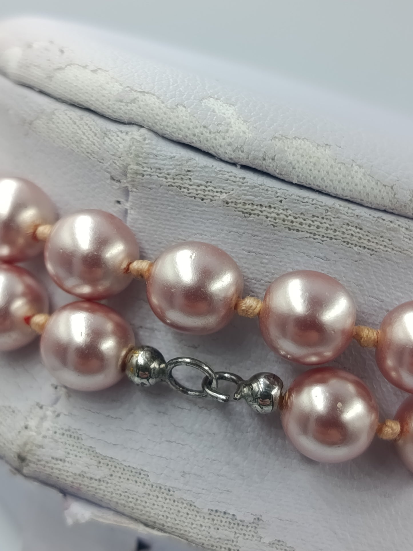 Lange doppelte Perlenkette in Rosé Elegante Vintage Statement Halskette