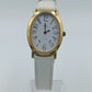 Elegante ovale Damenarmbanduhr in Goldoptik mit weißem Lederarmband