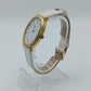 Elegante ovale Damenarmbanduhr in Goldoptik mit weißem Lederarmband