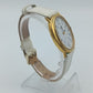 Elegante ovale Damenarmbanduhr in Goldoptik mit weißem Lederarmband