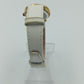 Elegante ovale Damenarmbanduhr in Goldoptik mit weißem Lederarmband