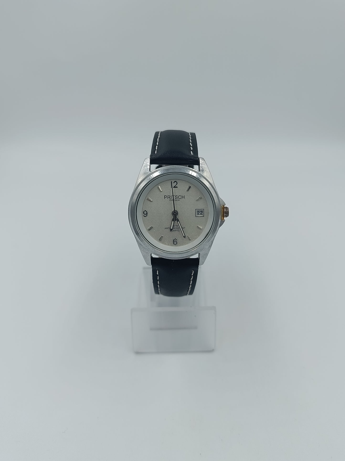 Klassische Herrenarmbanduhr Pritsch Präzision mit Datumsanzeige und Lederarmband