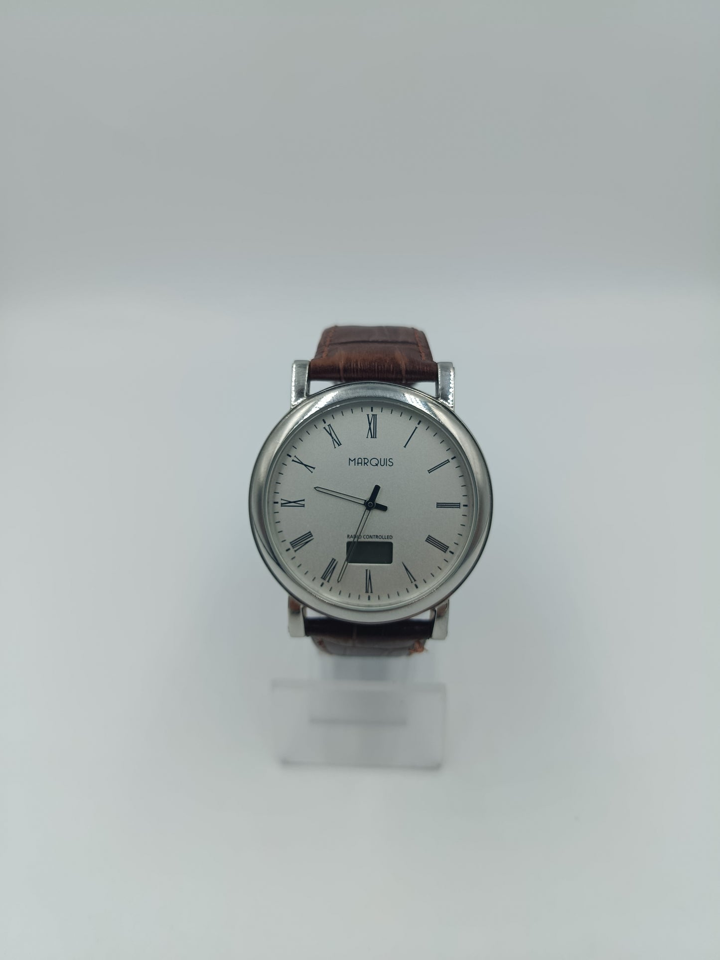 Marquis Funkuhr Herrenarmbanduhr Radio Controlled Lederarmband Klassisch