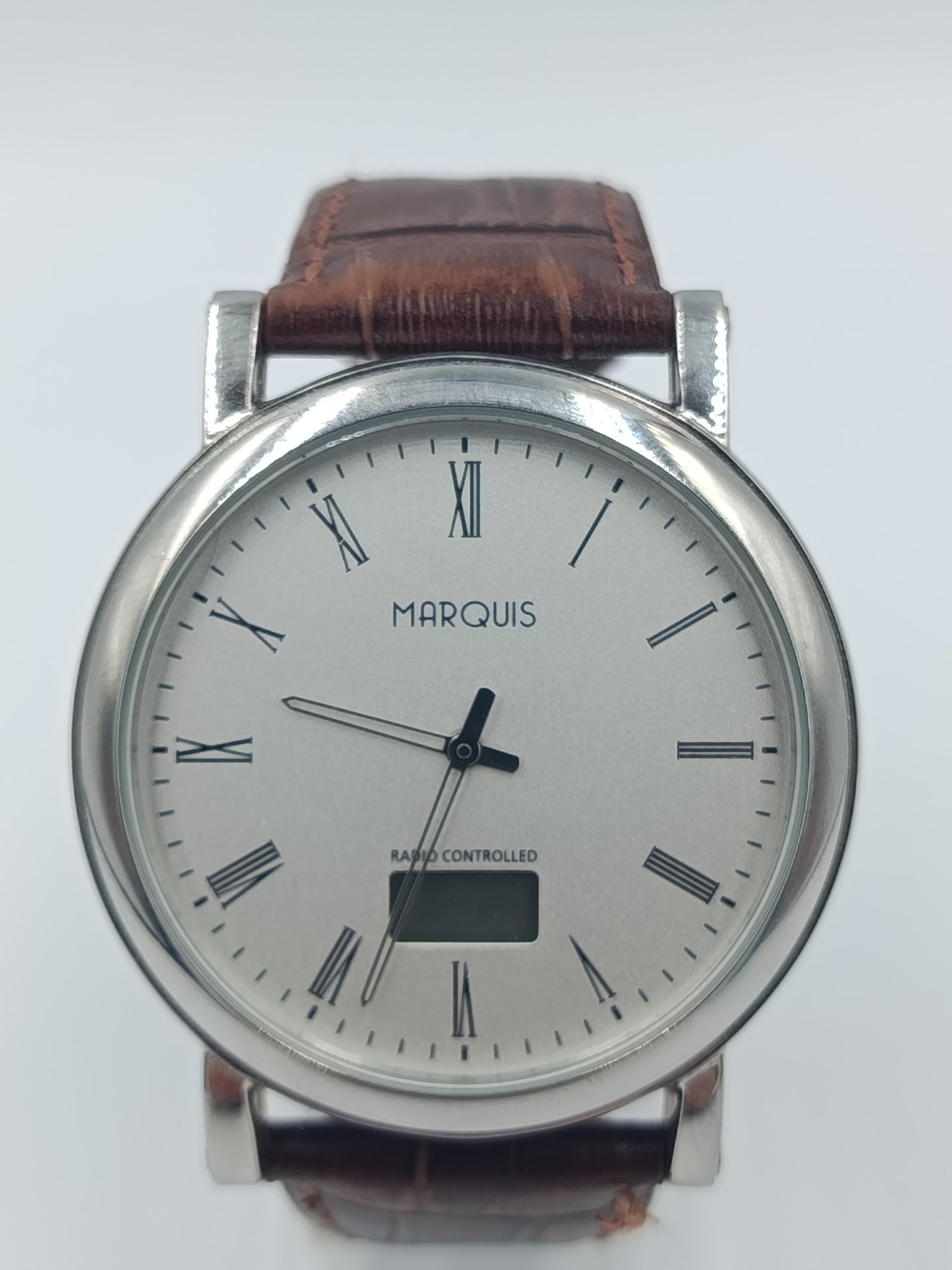 Marquis Funkuhr Herrenarmbanduhr Radio Controlled Lederarmband Klassisch