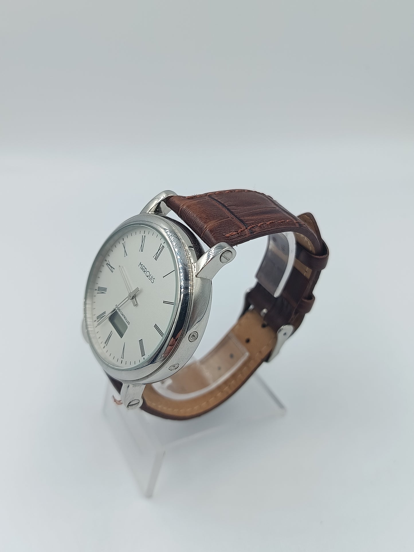 Marquis Funkuhr Herrenarmbanduhr Radio Controlled Lederarmband Klassisch