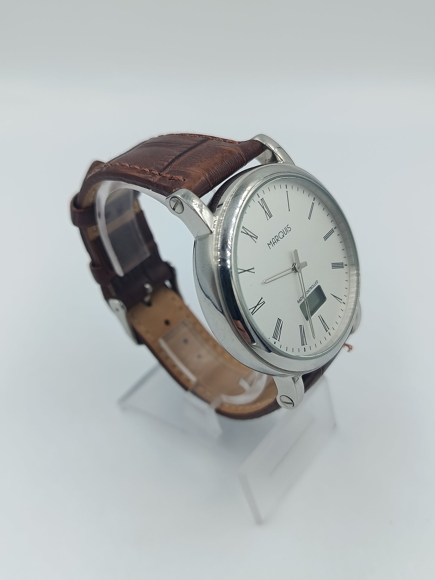 Marquis Funkuhr Herrenarmbanduhr Radio Controlled Lederarmband Klassisch