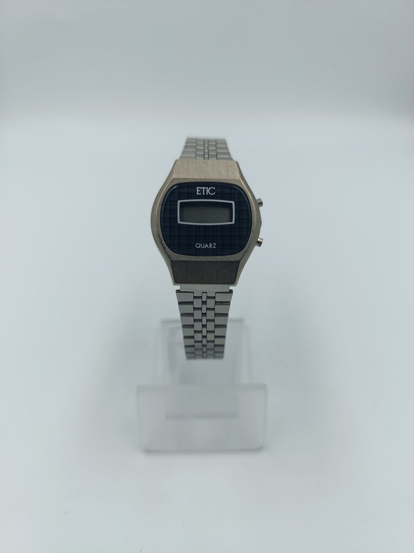 ETIC Vintage Digitaluhr Quartz Herrenarmbanduhr Edelstahl Retro