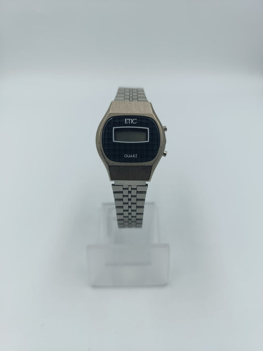 ETIC Vintage Digitaluhr Quartz Herrenarmbanduhr Edelstahl Retro