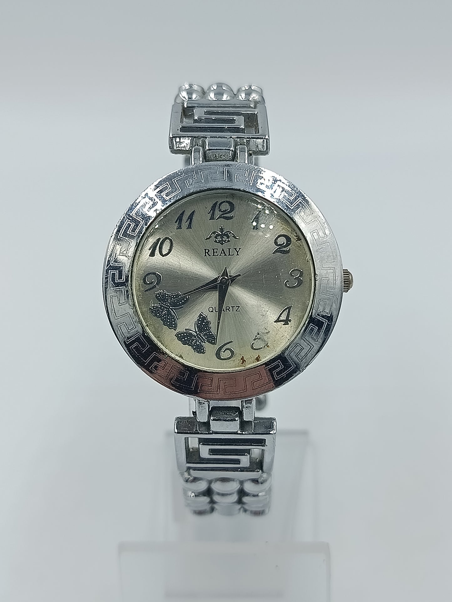 Vintage Damenarmbanduhr Realy Quartz mit silberfarbenem Gliederarmband