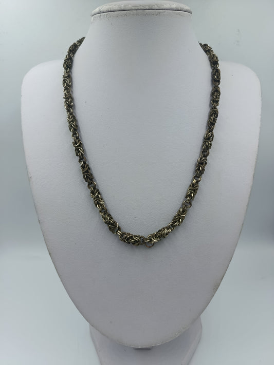 Vintage Kette im Byzantiner Stil Zweifarbiges Metall Geflochtenes Design