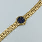 Cavadini Damen Armbanduhr in Goldoptik mit blauem Zifferblatt und Ziersteinen