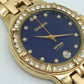 Cavadini Damen Armbanduhr in Goldoptik mit blauem Zifferblatt und Ziersteinen