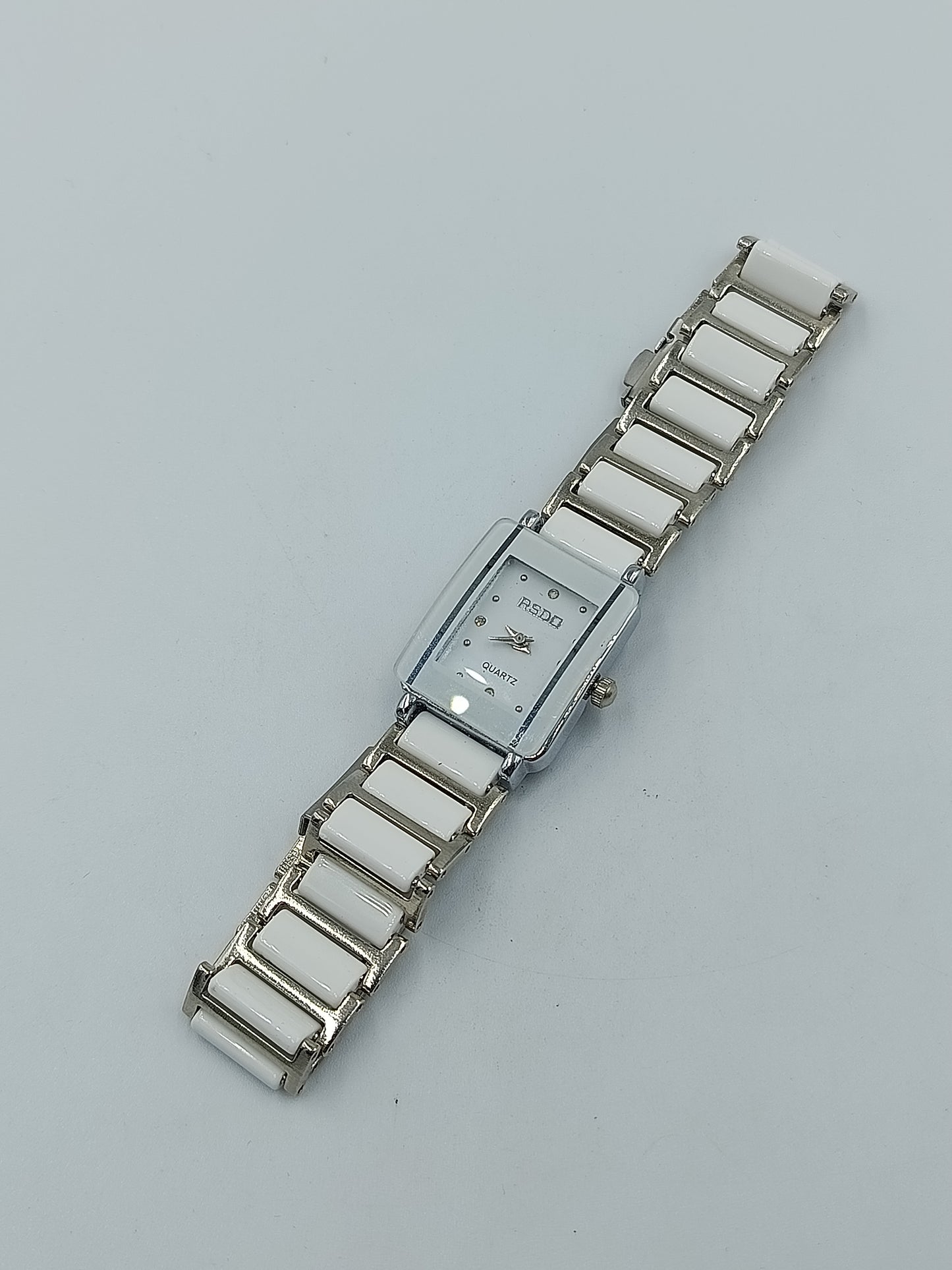 RSDO Damen Armbanduhr Weiß Silberfarben Quarz rechteckig