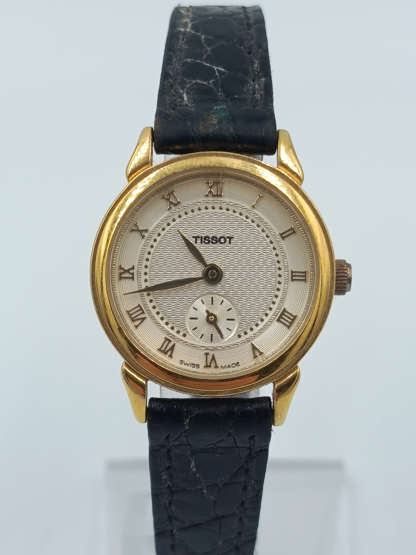 Tissot Damen Armbanduhr Swiss Made Goldfarben Lederarmband Kleine Sekunde