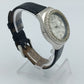DMQ Damen Armbanduhr mit Strasslünette Multifunktionsoptik Lederarmband