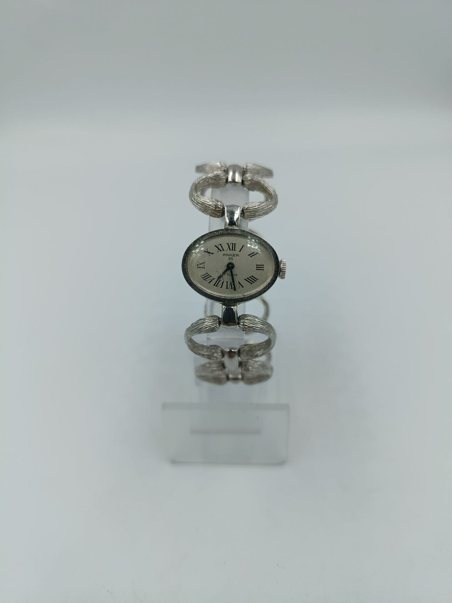 Vintage Anker 85 Damenarmbanduhr Silberfarben Mechanisch 17 Rubis
