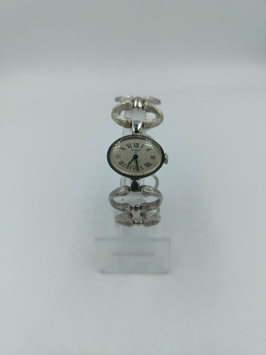 Vintage Anker 85 Damenarmbanduhr Silberfarben Mechanisch 17 Rubis