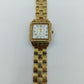 Vintage Damenarmbanduhr Goldfarben mit Strassbesatz und römischen Ziffern
