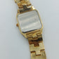 Vintage Damenarmbanduhr Goldfarben mit Strassbesatz und römischen Ziffern