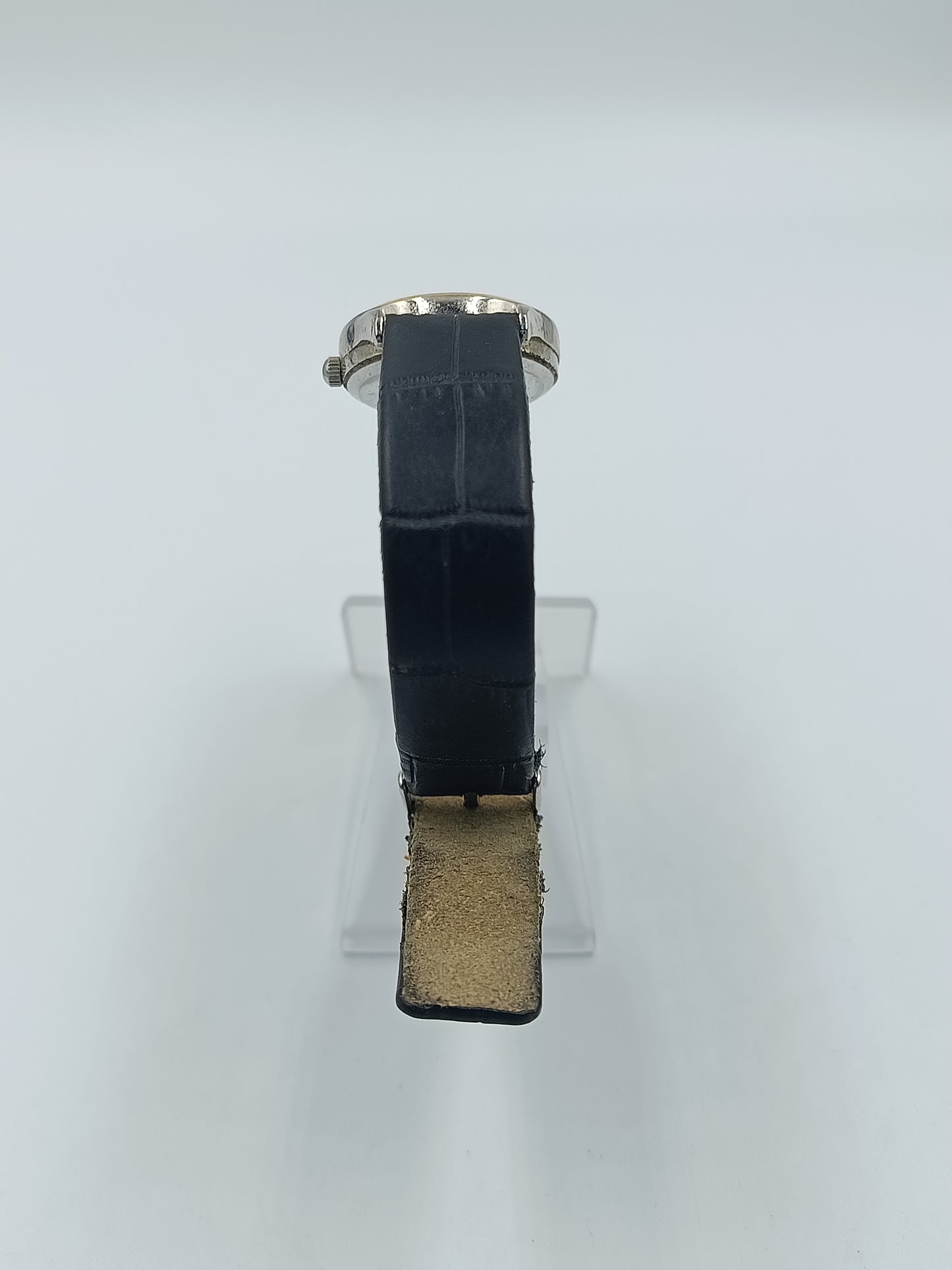 Fabiani Damenarmbanduhr mit Datumsanzeige Lederarmband und goldfarbener Lünette