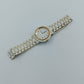 Elegante Damen Armbanduhr mit weißem Metallband und römischen Ziffern Quartz