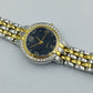 Elegante Bicolor-Damenuhr: Strass & Blaues Zifferblatt
