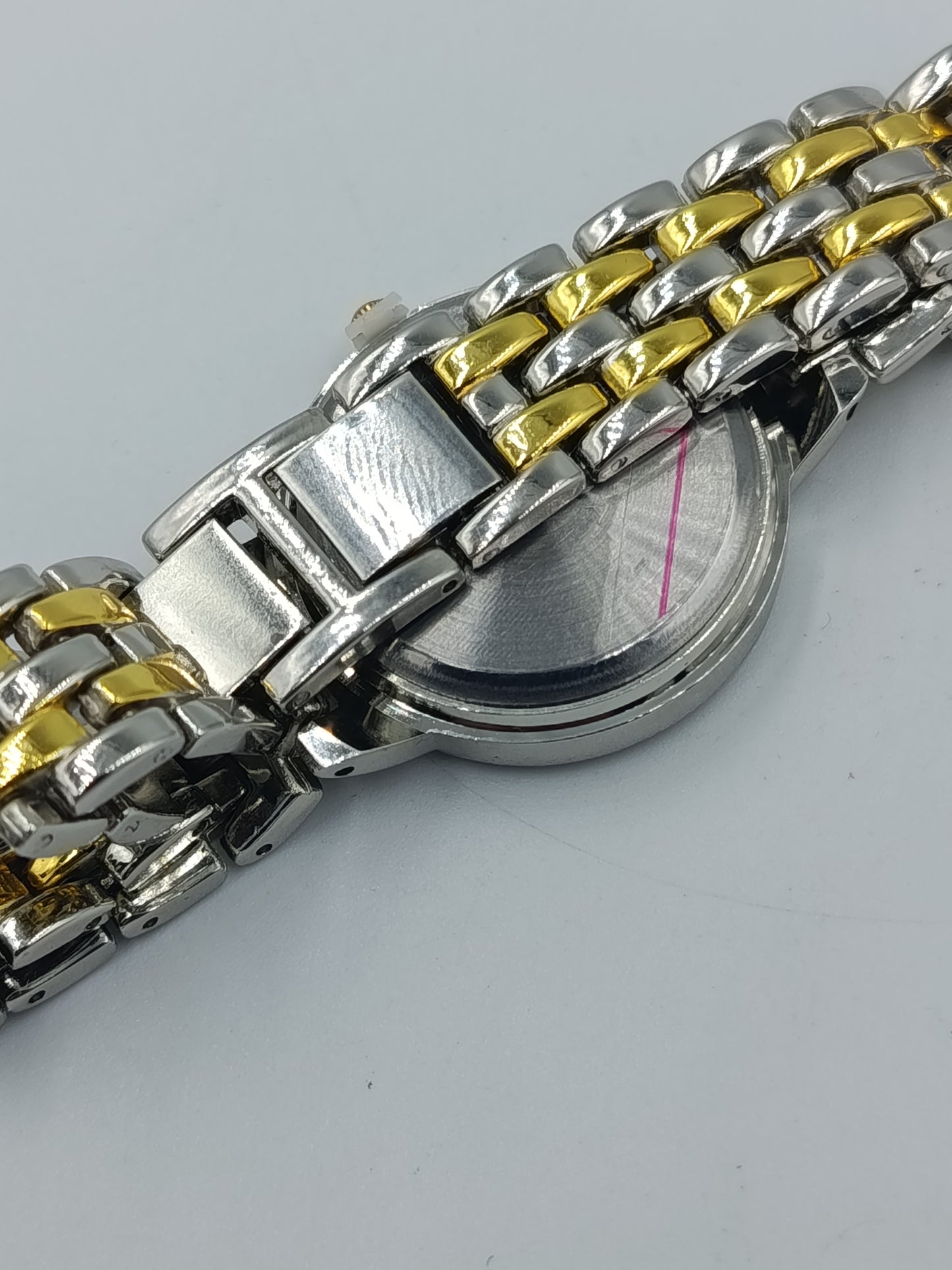 Elegante Bicolor-Damenuhr: Strass & Blaues Zifferblatt