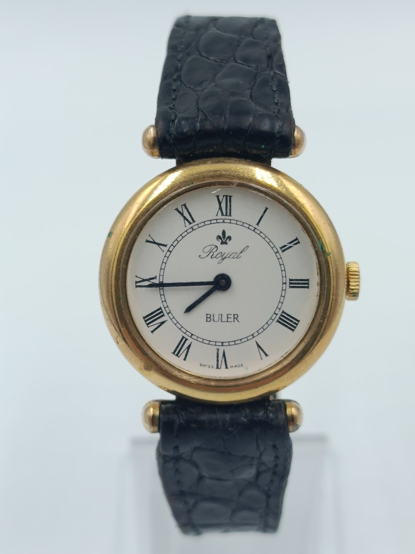 Klassische Buler Royal Damen Armbanduhr in Goldoptik mit römischen Ziffern
