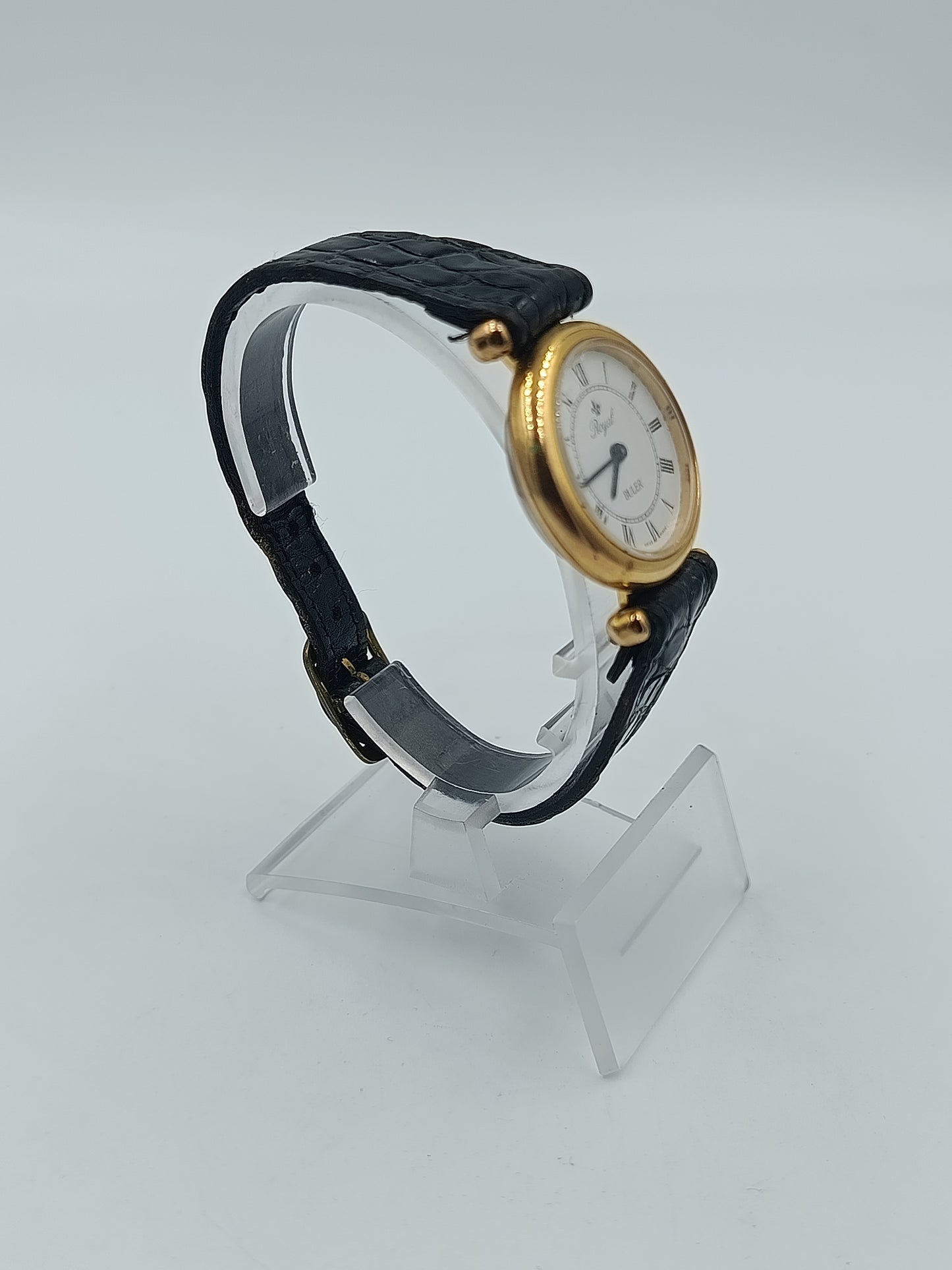 Klassische Buler Royal Damen Armbanduhr in Goldoptik mit römischen Ziffern