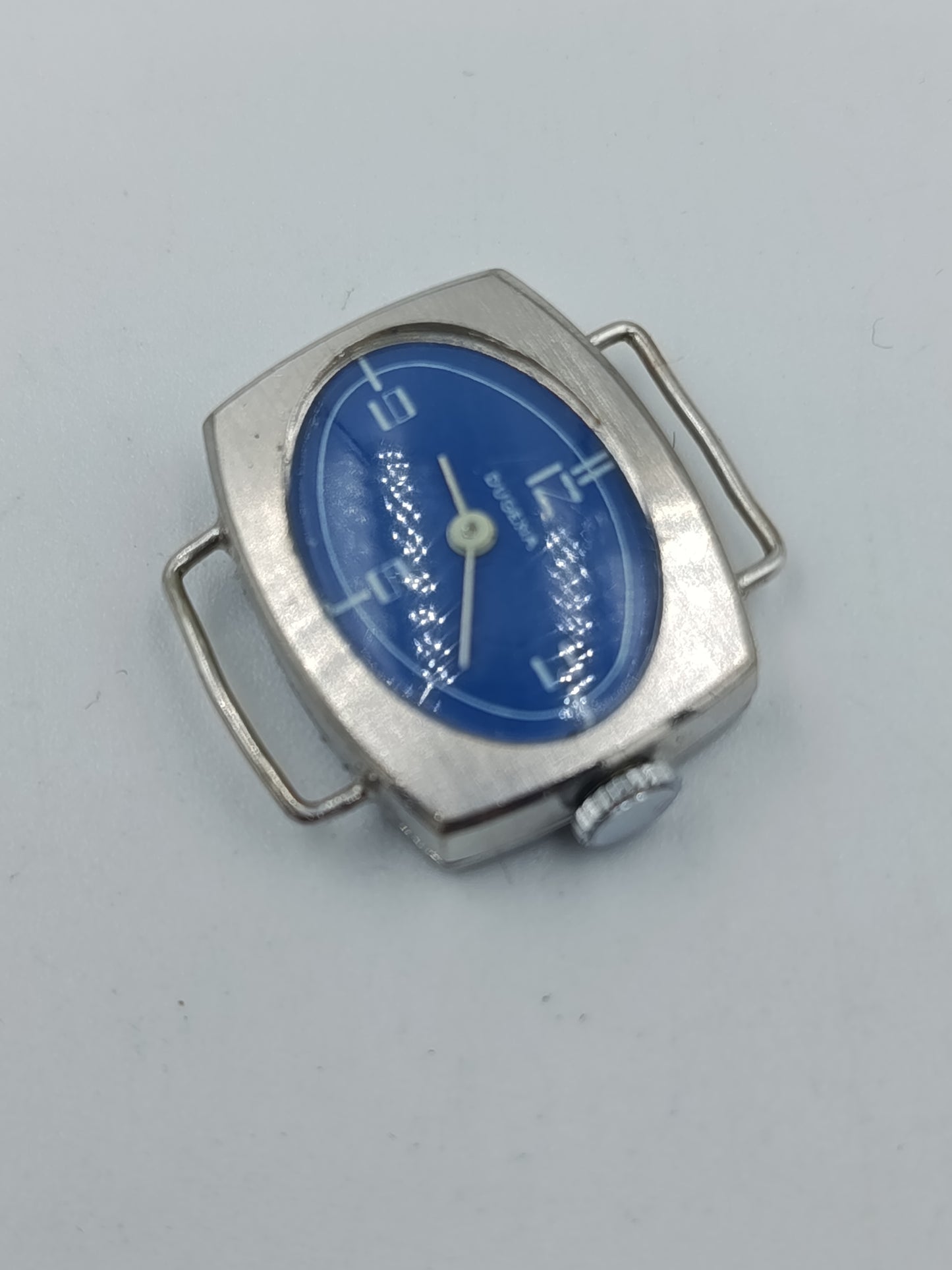 Dugena Vintage Damenuhr mit blauem Zifferblatt in rechteckigem Gehäuse