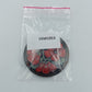 Wunderschöne runde Vintage Brosche mit handbemaltem Blumenmotiv in Rot