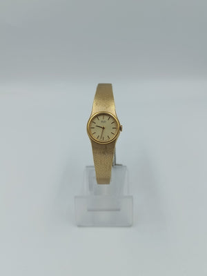 Seiko Quartz Damenarmbanduhr mit goldfarbenem Gehäuse und feinem Milanaiseband