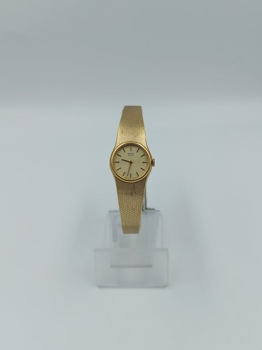Seiko Quartz Damenarmbanduhr mit goldfarbenem Gehäuse und feinem Milanaiseband