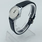 Prätina Quartz Damenarmbanduhr Silberfarben mit schwarzem Lederband