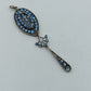 Antiker Jugendstil Anhänger Silberfarbig Blaue Strasssteine Art Deco Schmuck