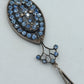 Antiker Jugendstil Anhänger Silberfarbig Blaue Strasssteine Art Deco Schmuck