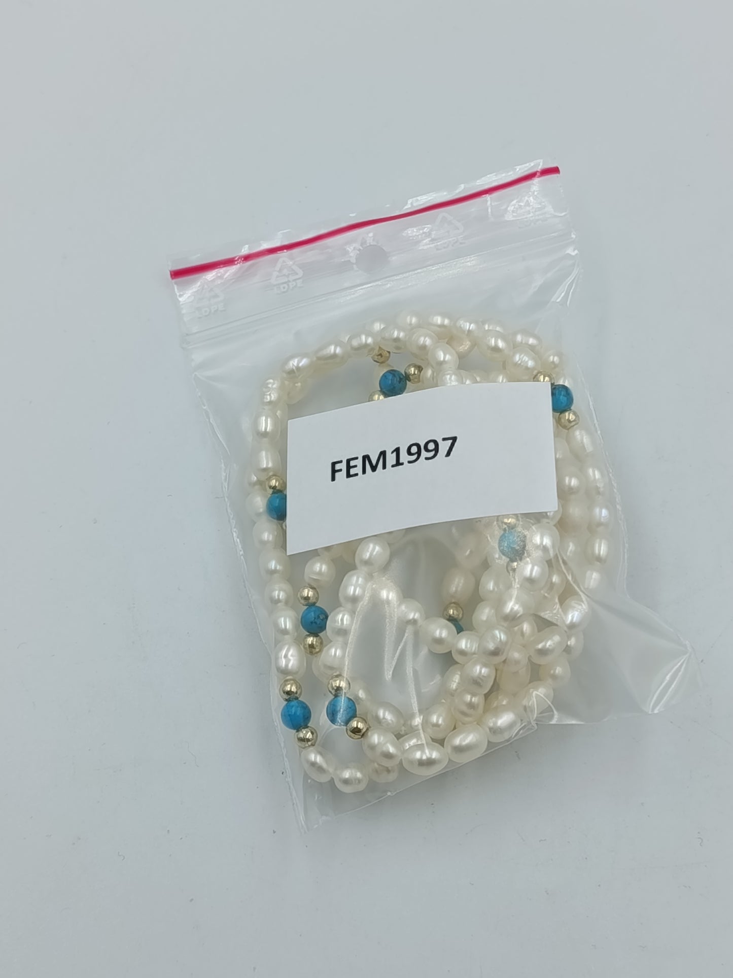 Doppelte Perlenkette mit Türkisfarbenen Perlen Vintage Schmuck Halskette