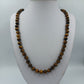 Tigerauge Perlenkette Naturstein Halskette Braun Vintage Schmuck