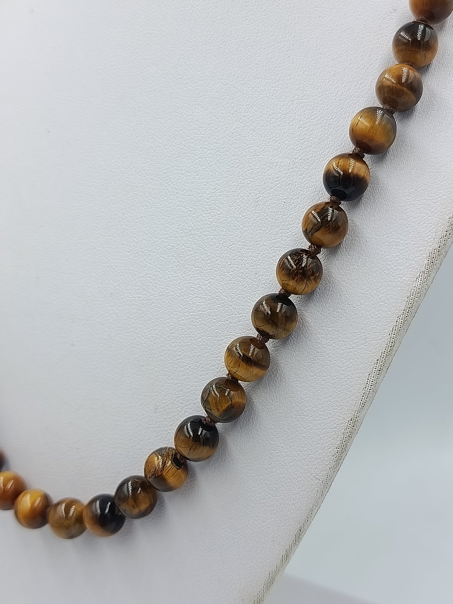 Tigerauge Perlenkette Naturstein Halskette Braun Vintage Schmuck