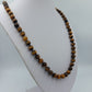 Tigerauge Perlenkette Naturstein Halskette Braun Vintage Schmuck