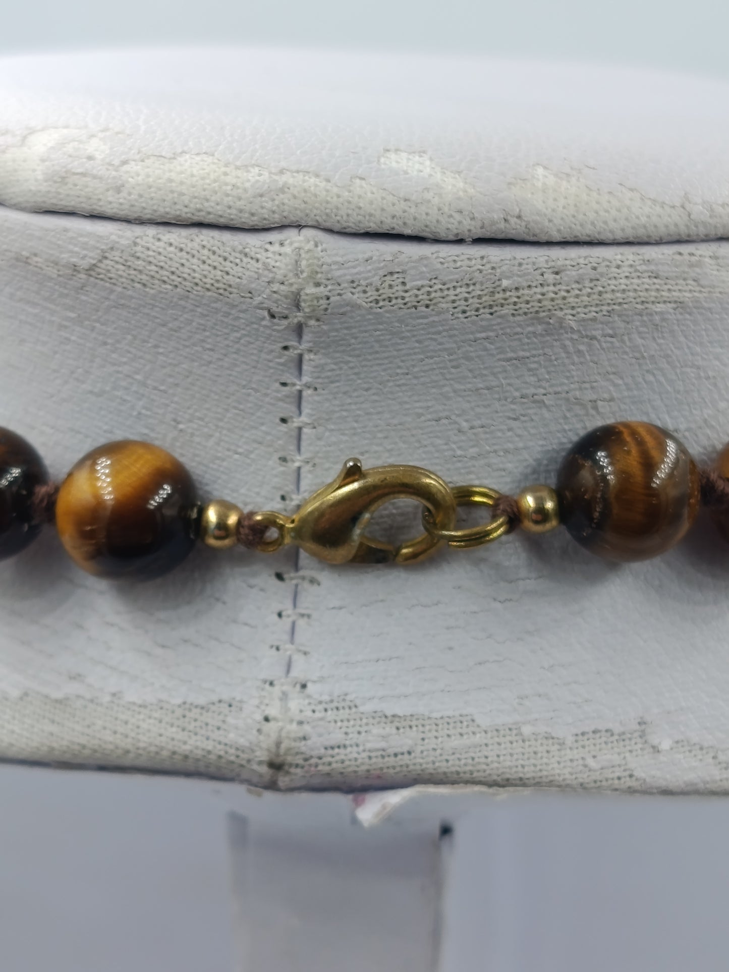 Tigerauge Perlenkette Naturstein Halskette Braun Vintage Schmuck