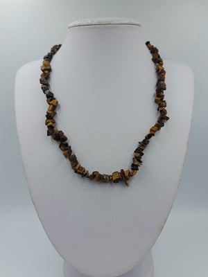 Tigerauge Splitterkette Naturstein Halskette Braun Vintage Schmuck